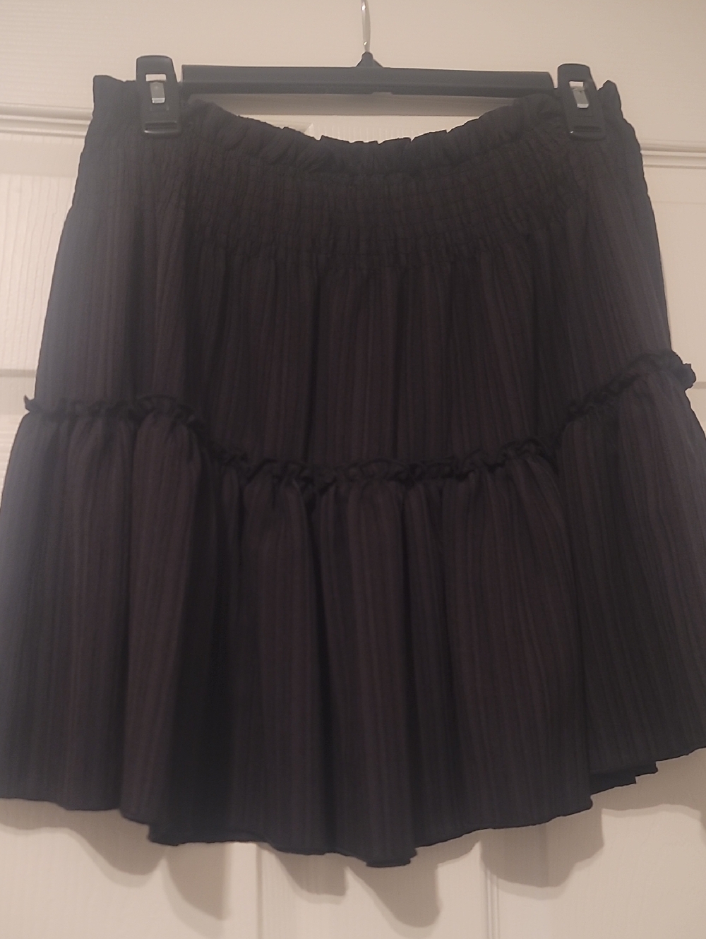 Black Tiered Pleated Skirt